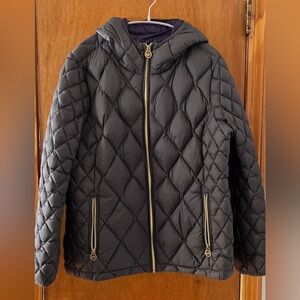 Womens MICHAEL KORS Gray packable Down insulated hooded puffer jacket coat XL